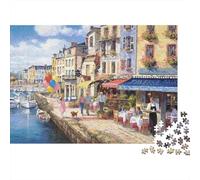 Coastal Town Promenade Puzzles 1000 Piezas Papel Reciclado European Puzzle for Chico & Chica Divertido Present & Activity for Home Great Gift for Boy & Girl‘s Birthday 38x26cm/1000Ps