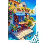 Coastal Villa Rompecabezas para Adultos Tropical Patio 1000 Piezas Papel Reciclado para Adultos Rompecabezas Extremadamente Difícil Y Desafiante 70x50cm/1000pcs