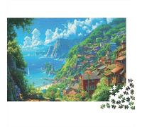Coastal Village Scenery Colourful Coastal Lake View 1000 Pcs Jigsaws for Adults The Impossible Challenge Brain Development 70x50cm/1000pcs