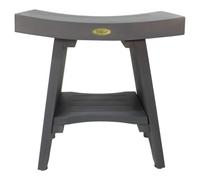 CoastalVogue Serenity - Banco de ducha estilo oriental con estante en madera flotante de madera