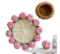 Coaster de punto romántico, hecho a mano, 5,51 x 5,51 x 1,18 pulgadas, estético, vintage, suave, para escritorio, mesa, cafetería, restaurante, hotel, hogar, regalo de cumpleaños decorativo