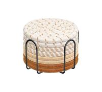Coasters Drinks - 8 Piece Absorbent Cotton Rope with Cup Mat Set Holder, Protects Table from Heat and Spills, Ideal for Coffee Kitchen and Dining Room Use, Soft Woven Design Natural Texture