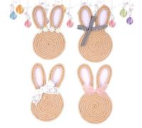 Coasters, Easter Bunny Woven Coasters, Heat Resistant Spring Coffee Table Decor, Easter Decorative Coaster for Home Bedroom Living Room Apartment Office Party Holiday, 4,13 x 7,09 pulgadas