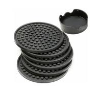 Coasters for Drinks - Set Of 6 with Holder, Black - Protect Furniture From Water Marks