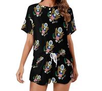 Coat Arms of The United States - Conjunto de pijama de manga corta y pantalones cortos para mujer, ropa de dormir de 2 piezas, Estilo:, S