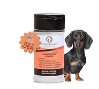 COAT DEFENSE - Polvo preventivo fabricado en EE. UU., champú para perros sin agua, 3,5 oz y desodorante para mascotas para perros con mal olor | P