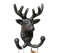 Coat Hook - Rustic Deer Head Heavy Duty Iron Wall Mounted Hook for Home Use | Cast Iron Construction with Antler Style Design, Entryway Organizer for Keys Towels Hats Bags Farmhouse Decor