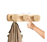 Coat Rack Wall Mount - Wooden Jacket Storage Holder | Purse Hanger With 3 Movable Hooks | For Entryway Kitchen Garage Closet Apartment Home Door Basement Bathroom, 45 x 5,8 x 2,2 cm