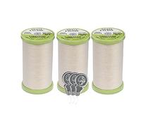Coats & Clark Hand Quilting Sewing Thread Cotton Covered Polyester 325 Yards S960 3 Pack Bundle with 3 Bella's Crafts Needle Threaders (Natural)