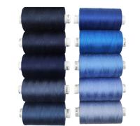 Coats Moon - Caja de 10 carretes de hilo de coser surtidos, 10 carretes de poliéster para coser sobre bloqueo de 1000 yardas, 120 unidades (azul oscuro)