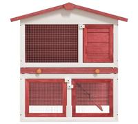 Coavain Conejera roja y blanca 94 x 60 x 98 cm, resistente a la intemperie, para animales pequeños, para jugar con libertad en movimiento, área de entretenimiento, seguridad, recinto para animales
