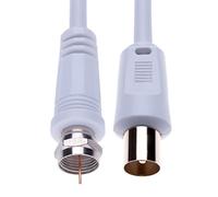 Coaxial aéreo F Connector Macho Plug to RF M-Macho Cable for Satélite Sat Freesat Sky Virgin BT TV HDTV DVB DVD Radio/Coax de Antena Televisión Cable de Banda Ancha - 1 m Blanco