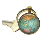 COAYHEL Llavero de globo con mapa del mundo, planeta, tierra, geografía, llavero, plata, 25 mm