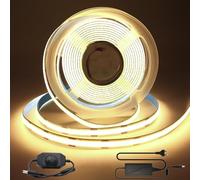COB Tira LED blanco cálido 12V Tira de Luces LED 3m Flexible Alta Densidad 960LEDs 3000K Regulable con adaptador de atenuador Cinta LED IP20 para retroiluminación de TV decoración de interiores