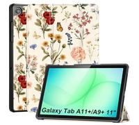 CoBak Funda para Samsung Galaxy Tab A11+ 11" / A9+ 11", Flores clásicas | Carcasa rígida PU+PC SM-X230/X236B/X210/X215, 2 ángulos soporte, recortes precisos, protección total, función sueño-despertar