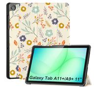 CoBak Funda para Samsung Galaxy Tab A11+ 11" / A9+ 11", Flores Verdes | Carcasa rígida PU+PC SM-X230/X236B/X210/X215, 2 ángulos soporte, recortes precisos, protección total, función sueño-despertar