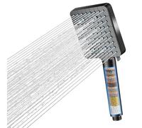 Cobbe Alcachofa de Ducha con Filtro, Alta Presión con Filtración en 20 Capas, 6 Tipos de Chorro, Cabezal Cuadrado de Ahorro de Energía Apto para Agua Dura, Negro
