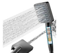 Cobbe Alcachofa de Ducha con Filtro, Cabezal de Ducha Cuadrado de Alta Presión con Manguera, con un Sistema de Filtración de 20 Etapas y 7 Modos de Rociado, Elimina el Cloro Residual, Negro