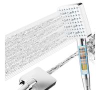 Cobbe Alcachofa de Ducha con Filtro, Cabezal de Ducha Cuadrado de Alta Presión con Manguera, con un Sistema de Filtración de 20 Etapas y 7 Modos de Rociado, Elimina el Cloro Residual, Cromado