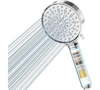 Cobbe alcachofa de ducha con filtro, Ducha de alta presión con 6 tipos de chorro, Ahorro de agua con filtración en 20 capas, Alcachofa de mano con filtro antical para agua dura, cloro(Cromo)