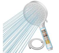 Cobbe Alcachofa de ducha con filtro, ducha de mano de alta presión con manguera, 6 modos de chorro, ahorro de agua, filtrado en 20 capas para agua dura, cloro residual y bacterias, blanco