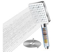 Cabezal de ducha Cobbe con filtro, ducha de mano de alta presión con filtración de 20 capas, manguera de 1,5 m, 6 modos de rociado, cabezal de ducha cuadrado ahorrador de agua, cromado