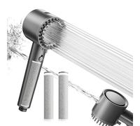 Cobbe Cabezal de Ducha con Filtro, Alta Presión para Agua Dura con 3 Filtros de Carbón 2.0, 5 Modos de Rociado y Potente Power Wash Integrado para Eliminar Cloro, Gris