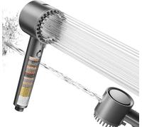 Cobbe Cabezal de Ducha con Filtro de 20 Capas, Alcachofa de Alta Presión con 5 Modos de Chorro, Ahorro de Agua, Eliminación de Cloro Residual y Bacterias para Agua Dura (Gris)