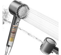 Cobbe Cabezal de Ducha con Filtro de 20 Etapas, Alcachofa Alta Presión con 5 Chorreos y Tubo 1.5M, Sistema de Ahorro de Agua, Eliminación de Cloro y Bacterias para Agua Dura (Gris)