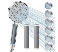 Cobbe Cabezal de Ducha con Manguera, Mano de Ducha con 3 Filtros de Carbón, 6 Tipos de Chorro, Alta Presión y Ahorro, Filtro Contra Cal para Agua Dura, Elimina 99% del Cloro (Cromado)