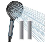 Cobbe Cabezal de Ducha con Manguera, Mano de Ducha con 3 Filtros de Carbón, 6 Tipos de Chorro, Alta Presión y Ahorro, Filtro Contra Cal para Agua Dura, Elimina 99% del Cloro (Negro)