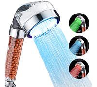 Cobbe Cabezal de ducha de mano ionic, 3 modos de color con temperatura cambiada, cabezales de ducha LED de alta presión con filtración reemplazable para agua dura o blanda, KSS05A013