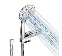 Cobbe Cabezal de ducha y manguera con soporte, cabezal de ducha de alta presión con 8 modos de pulverización, cabezal de ducha universal de flujo potente, ahorro de agua para baja presión de agua