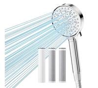 Cobbe Cabezal de ducha y manguera de filtro de agua dura, incluye 20 etapas + 2 filtros de carbono 2.0 de repuesto, ducha con filtro de agua blanda que elimina el 99% del cloro, Cromado
