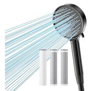 Cobbe con filtro de agua dura y manguera, Filtro de ducha de 20 etapas y 2 filtros de ducha de repuesto de carbón 2.0, Cabezal de ducha suavizante para 99% de cloro, Negro