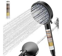 Cobbe Duschkopf con Filtro de 20 Capas, Alcachofa de Ducha de Alta Presión con Manguera, 7 Tipos de Chorro, Alcachofa de Ducha para Agua Dura, Cloro Residual, Bacterias, Metales Pesados, Negro