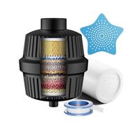 Cobbe Filtro de Ducha 34 Etapas con Vitamina C para Agua Dura, Filtro Antical con 2 Cartuchos para Eliminar Cloro y Metales Pesados, Filtro de Ducha Cromado, Negro