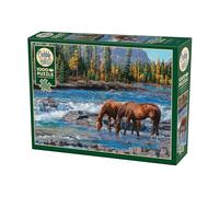 Cobble Hill 3840267-Puzzle de 1000 Piezas, diseño, Incluye póster para Adultos y niños a Partir de 12 años, Color Caballos en Aguas bravas (3840267)