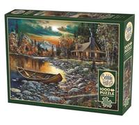 Cobble Hill 3840319 Cabaña Lago en otoño, 1000 Piezas, Incluye póster para Adultos y niños a Partir de 12 años, puzle de Paisaje, casa de Troncos, Color (aaxciue024-88046682)