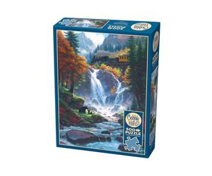Cobble Hill 3845085 Osos en Cascada, puzle de 500 Piezas, Incluye póster para Adultos y niños a Partir de 12 años, Rompecabezas de Paisaje, ferrocarril, montañas