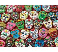 Cobble Hill - Rompecabezas de 1000 piezas, diseño de calavera de azúcar, póster de muestra incluido