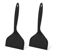 cobee 2 espátulas anchas de silicona, espátula de goma negra resistente al calor, espátula giratoria para panqueques, utensilios de cocina, herramientas de cocina esenciales para cocinar, raspar y
