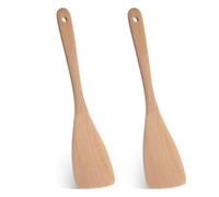 Cobee 2 Espátulas de Madera para Cocinar - Mango Largo de 13 Pulgadas - Grande para Vajilla Wok