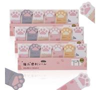 cobee 360 marcadores adhesivos de animales bonitos, 3 paquetes de bloc de notas con forma de pata de gato notas adhesivas marcadores de página de notas autoadhesivas banderas marcador de índice