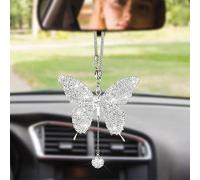 cobee Accesorios de mariposa para coche, adornos de espejo retrovisor para el interior del automóvil, accesorios brillantes para el espejo retrovisor del automóvil, adorno colgante de la suerte
