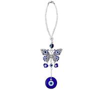 Cobee Adorno para Colgar en el Coche con diseño de Mal de Ojo Azul para Espejo retrovisor de Coche con Cuentas de Mal de Ojo Dije de Amuleto de Coche para protección y bendición(Mariposa Mal de Ojo)