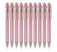 cobee Bolígrafo de oro rosa con punta de lápiz capacitivo, 10 unidades de 0.039 in, 2 en 1, bolígrafos retráctiles de punta de bola, bolígrafo de metal de tinta negra, bolígrafo de escritura