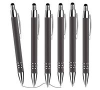 Cobee® Bolígrafos de Punta Redonda, 6 Unidades, retráctiles de 1,0 mm, Punta Media, bolígrafo de Escritura Suave, Tinta Negra, lápiz Capacitivo para Pantallas táctiles