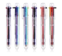 Cobee Bolígrafos de tinta multicolor 6 en 1, 6 bolígrafos retráctiles de 0,7 mm, punta fina, multicolor, suministros para estudiantes, oficina, escuela, 6 colores