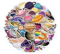 Cobee Calcomanías de planetas del universo, 50 unidades, calcomanías de vinilo de dibujos animados de planetas espaciales para niños y adolescentes, impermeables, calcomanías de vinilo de astronomía